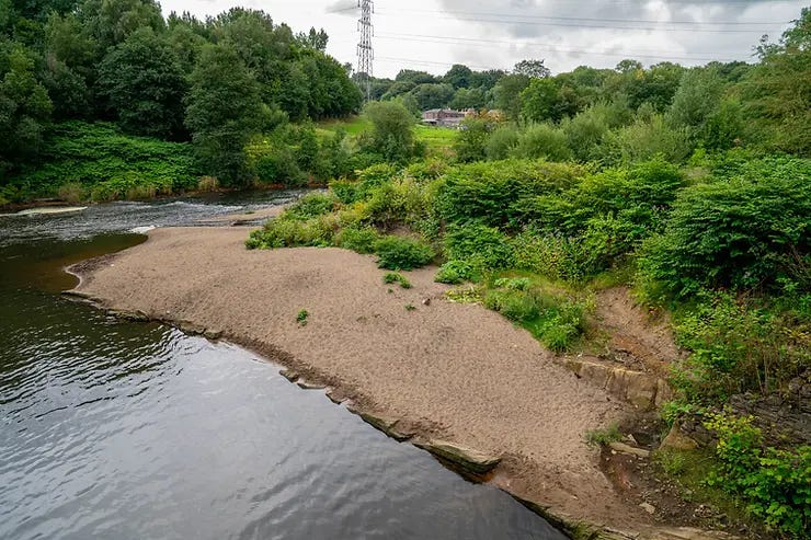 The River Irwell ‘beach’. The River Irwell ‘beach’.