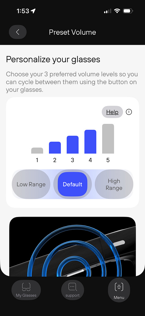 Screenshots from the Nuance Audio app for iOS.