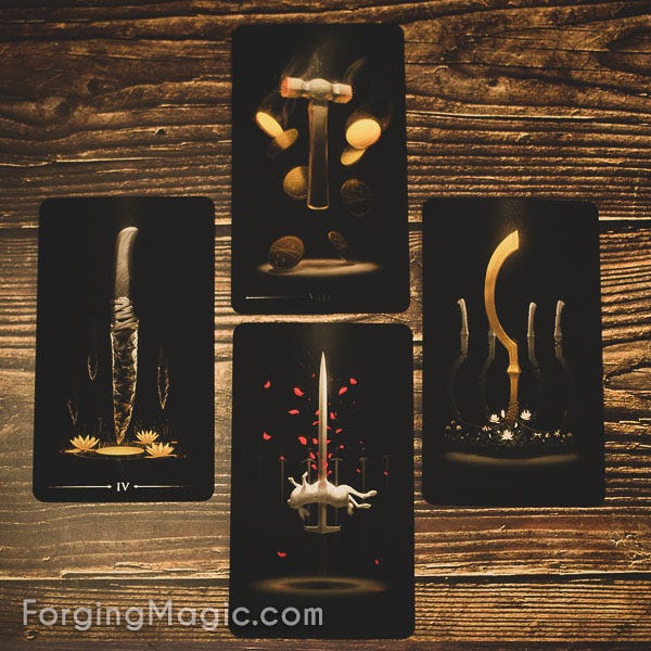 True Black Tarot Swords and 8 of Pentacles True Black Tarot Swords and 8 of Pentacles