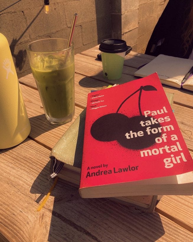 Paul takes the form of a mortal girl (book) on a picnic table