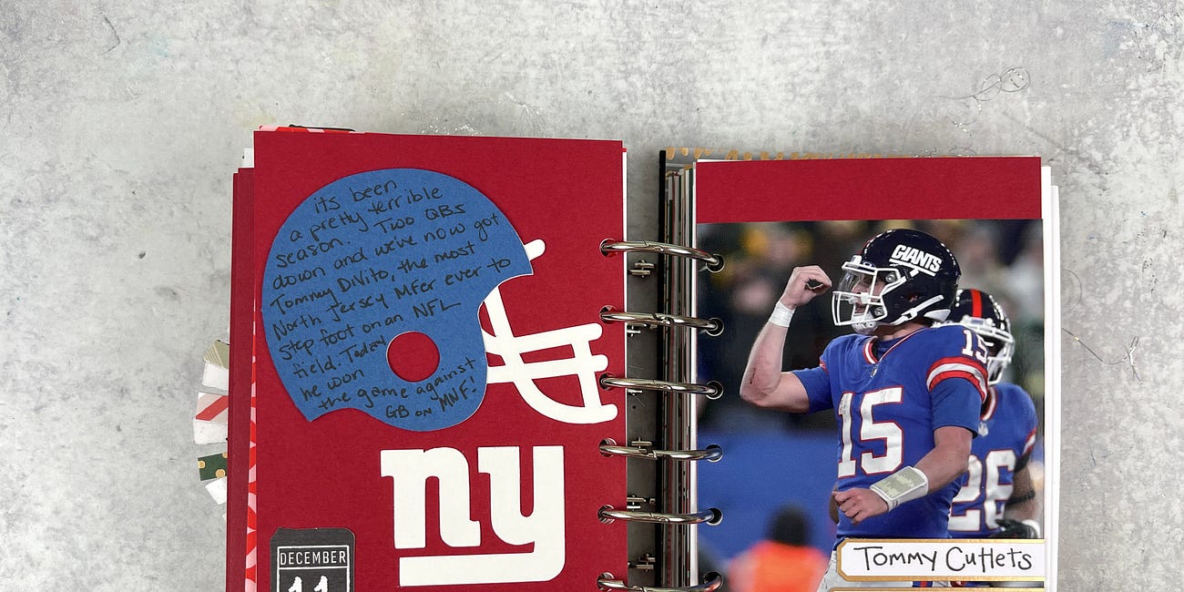 December Daily Pages 12/11/23: Tommy Cutlets + The NY Football Giants