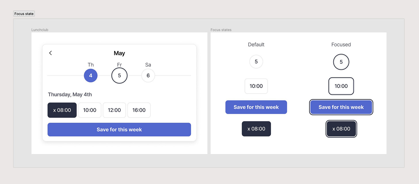 Lunchclub redesigned with added focus states