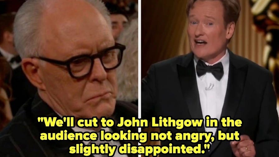 Conan O'Brien Turned John Lithgow Into The Oscars' Best Meme, So Here Are  The Funniest Jokes People Are Making