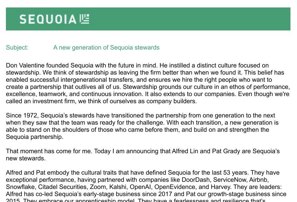 Alfred Lin & Pat Grady to Lead Sequoia