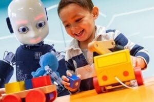 toddler and robot