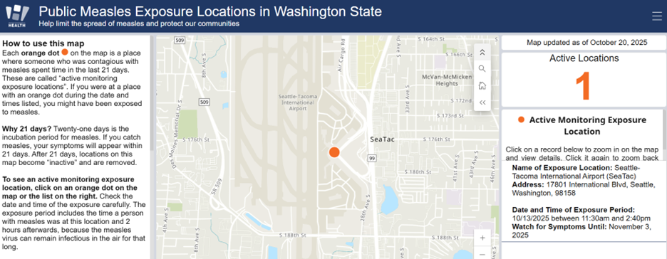 Measles Exposure Map