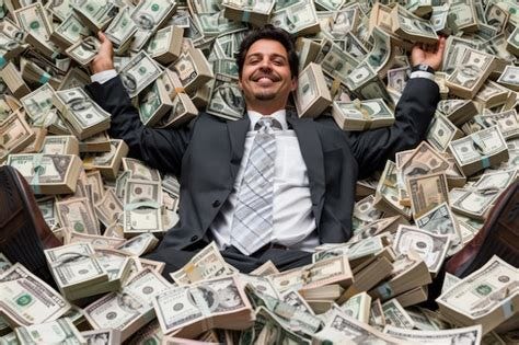 Premium Photo | Man Sitting in Pile of Money
