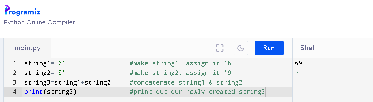 An example of string concat in Python.