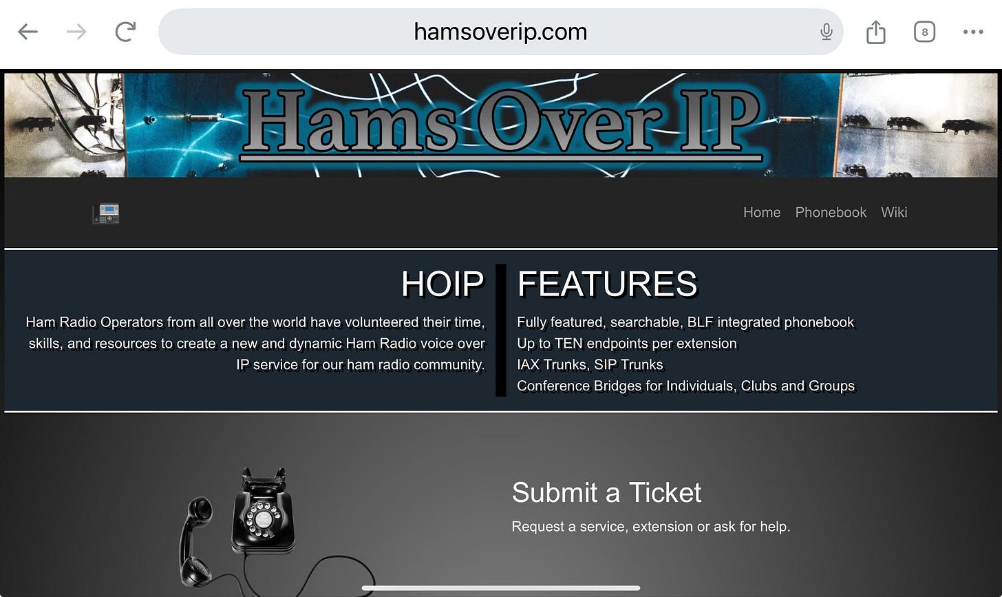 Hams Over IP web page