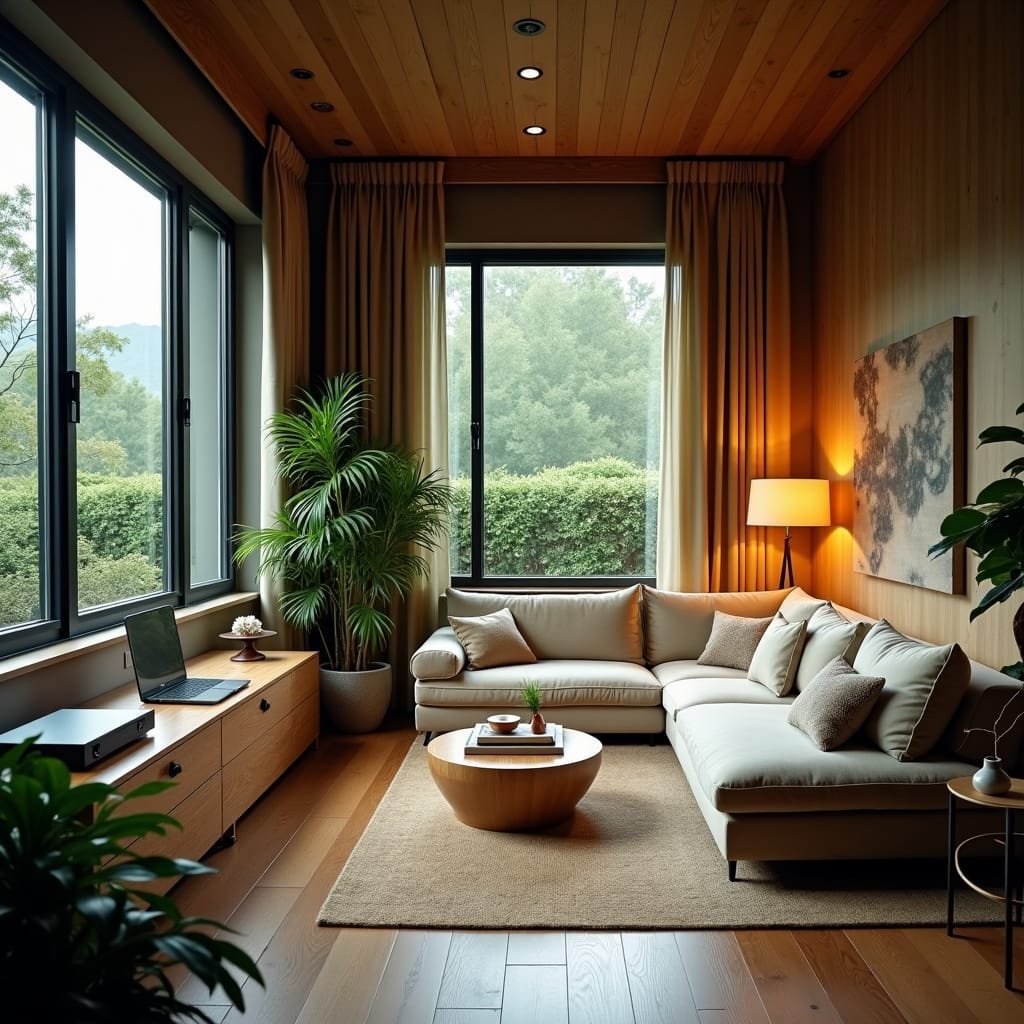 Rendered image of a Flexidential modern property, showcasing a sleek, contemporary design with clean lines and open-concept spaces. The property features adaptable interiors with multi-purpose rooms that easily transform to suit various needs—such as a living area that can double as a home office or guest space. Large floor-to-ceiling windows allow natural light to flow through, creating a bright and inviting atmosphere that emphasizes flexibility and functionality. The exterior combines minimalist architecture with sustainable materials, blending seamlessly into its surroundings. This Flexidential home embodies a forward-thinking approach to modern living, where each space is designed to evolve with its occupants.