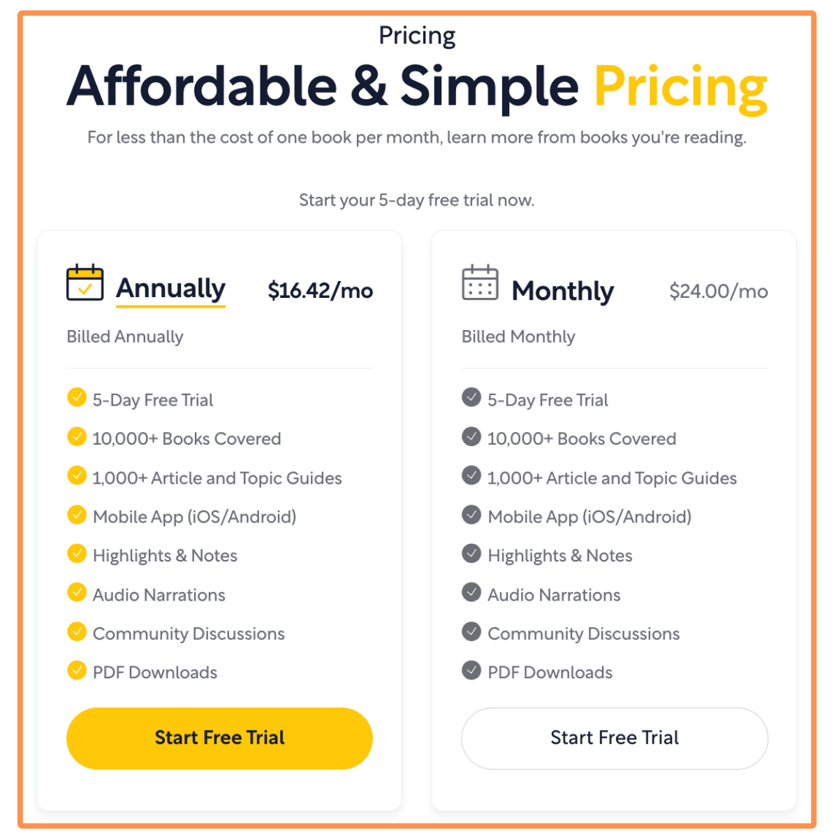 Shortform’s Pricing (amounts in USD)