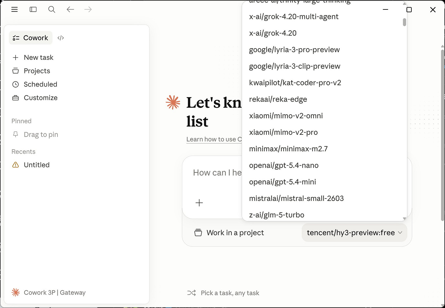 Claude Cowork with GPT-5, Grok, Gemini, open-weight models via OpenRouter, a local model