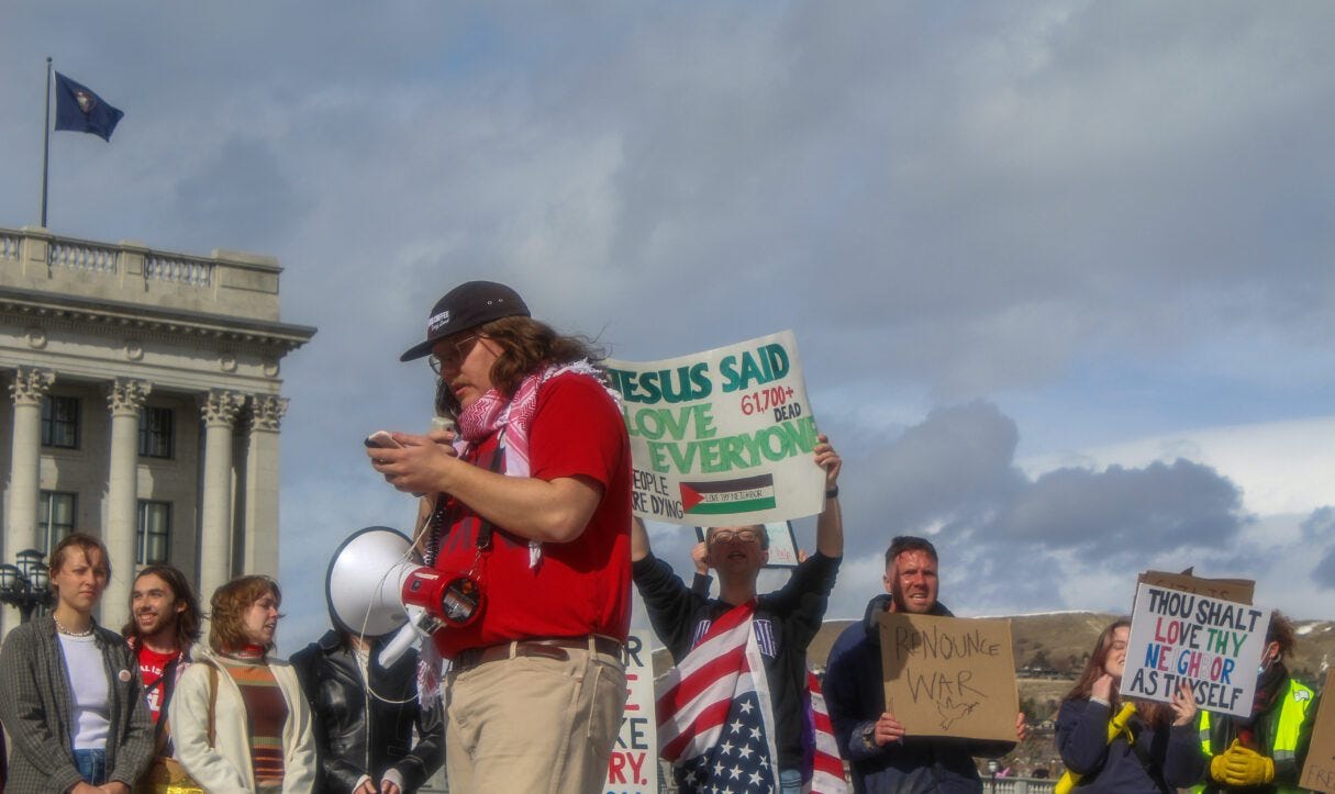 A protest in Utah brings demonstrators together against Israel's war in the Gaza Strip A protest in Utah brings demonstrators together against Israel's war in the Gaza Strip