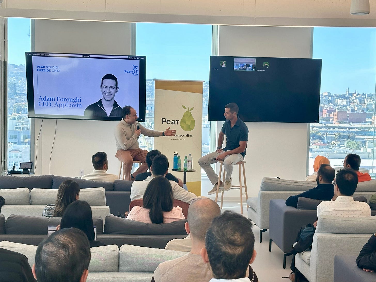 AppLovin on X: "Thanks to @pejmannozad and the @pearvc team for hosting our  CEO, Adam, at their Fall Speaker Series yesterday. 🙏 If you missed the  live session, don't worry—you can catch