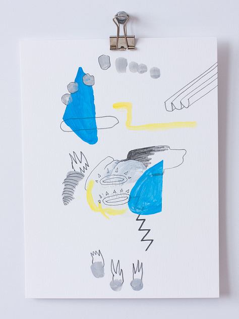 Gouache and graphite paintings on paper.
