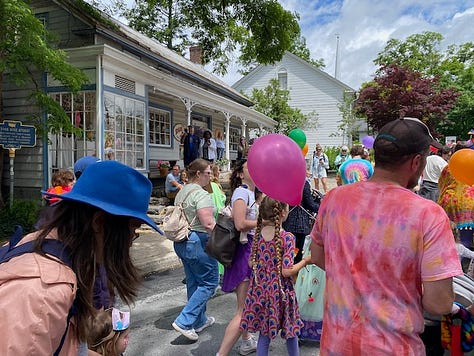 People celebrating the Pride march in Woodstock NY