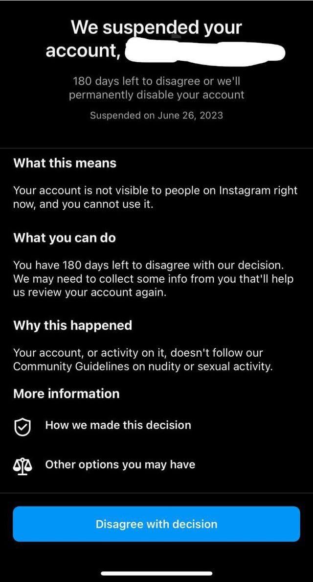 Account suspended : r/Instagram