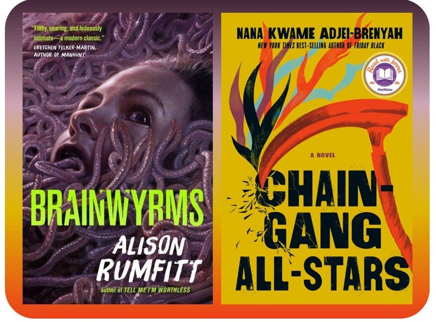 Covers to "Brainwyrms" and "Chain Gang All-Stars"