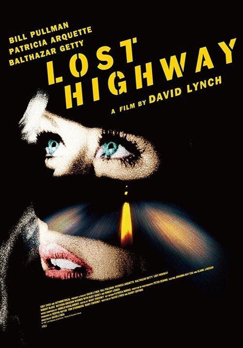This may contain: the movie poster for lost highway
