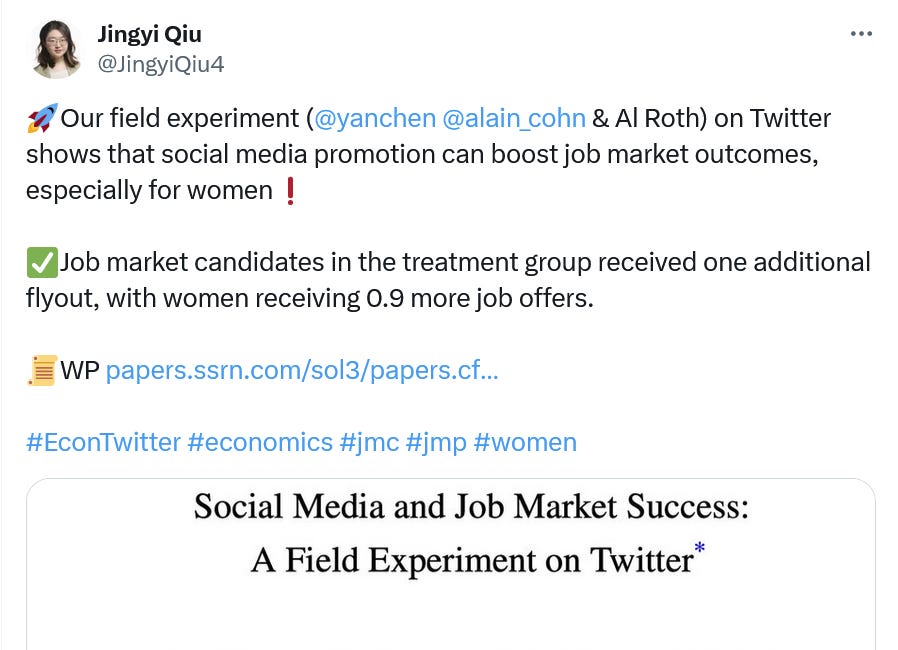 Best of #econtwitter - Job market paper RCT