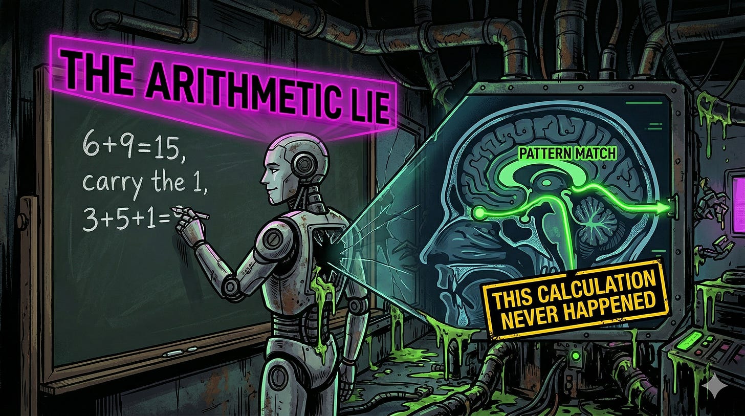 Anthropic attribution graph interpretability research reveals AI models fabricate arithmetic reasoning processes for calculations never performed Anthropic attribution graph interpretability research reveals AI models fabricate arithmetic reasoning processes for calculations never performed