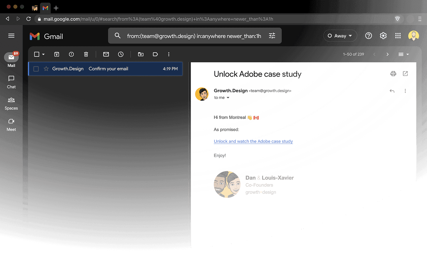 Sniper Link example in Gmail