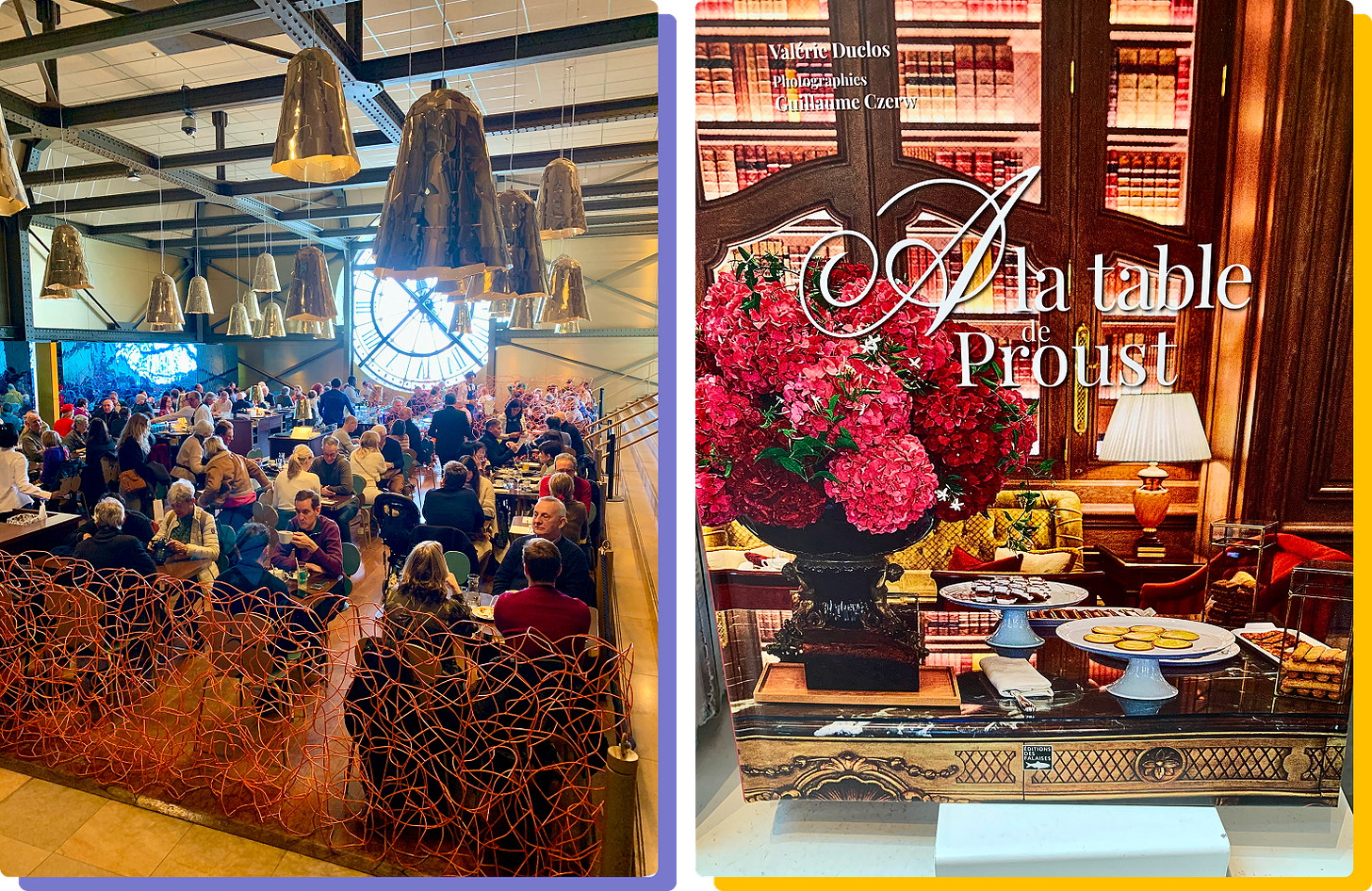 Photos of the restaurant and gift shop at the Musée d'Orsay