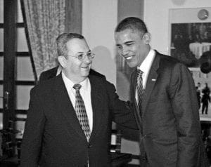 BARACK OBAMA…the presumptive Democratic nominee for president (right), meets with Israeli Defense Minister Ehud Barak in Israel. Photo: Ministry of Defense/ BPH Images. BARACK OBAMA…the presumptive Democratic nominee for president (right), meets with Israeli Defense Minister Ehud Barak in Israel. Photo: Ministry of Defense/ BPH Images.