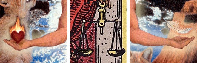 Scales of justice, Gaian Tarot and RWS Tarot
