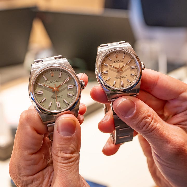2025 Rolex Oyster Perpetual pistachio and beige