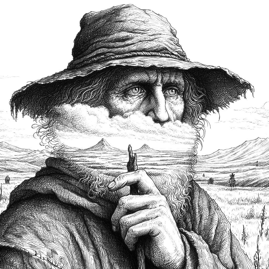 Drawing of man disappearing