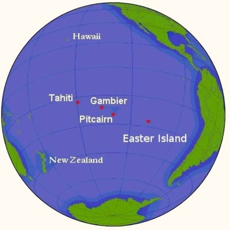 View of the Pacific Ocean showing the Pitcairn Island Group