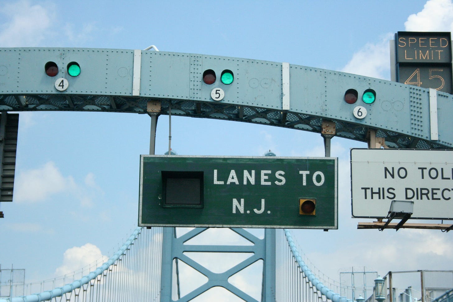 'Lanes to N.J.' sign 'Lanes to N.J.' sign