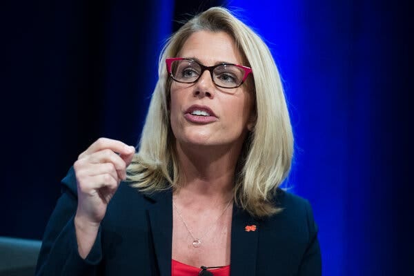 Sara Nelson, the international president of the Association of Flight Attendants, in Leesburg, Va., in 2019.