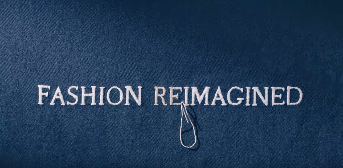 Screenshot of the Fashion Reimagined opening title sequence.