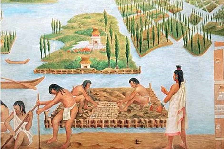 An artist’s depiction of the chinampas. Source: Archeomaps An artist’s depiction of the chinampas. Source: Archeomaps