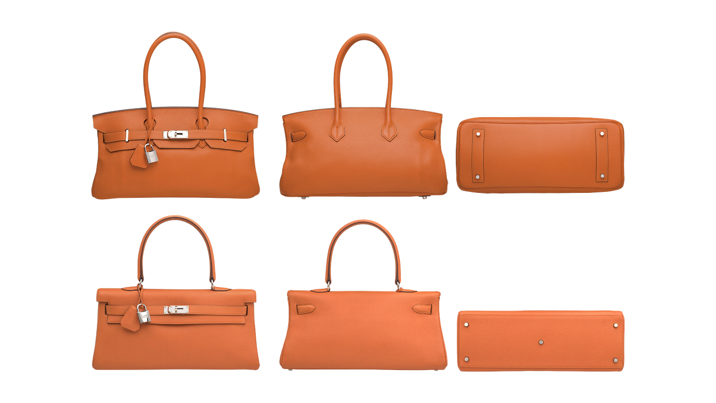 A Hermes Orange H Clemence JPG Shoulder Birkin II PHW 2010 and a Hermes Orange H Clemence JPG Shoulder Kelly PHW 2010 A Hermes Orange H Clemence JPG Shoulder Birkin II PHW 2010 and a Hermes Orange H Clemence JPG Shoulder Kelly PHW 2010