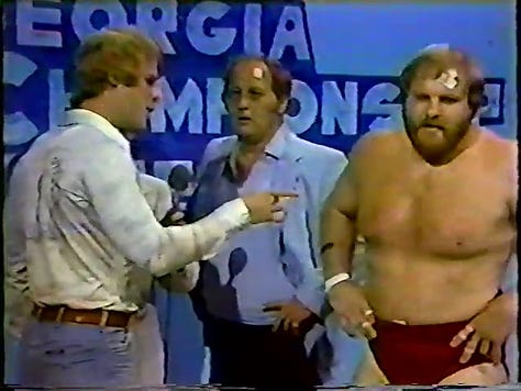 Mike Davis, Gene and Ole Anderson, Abdullah The Butcher and Wahoo McDaniel, Terry Taylor