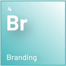 Graphic showing Element 4 in the High Performance Communications series. Styled like a periodic table element, the box is labeled “B” for Branding.