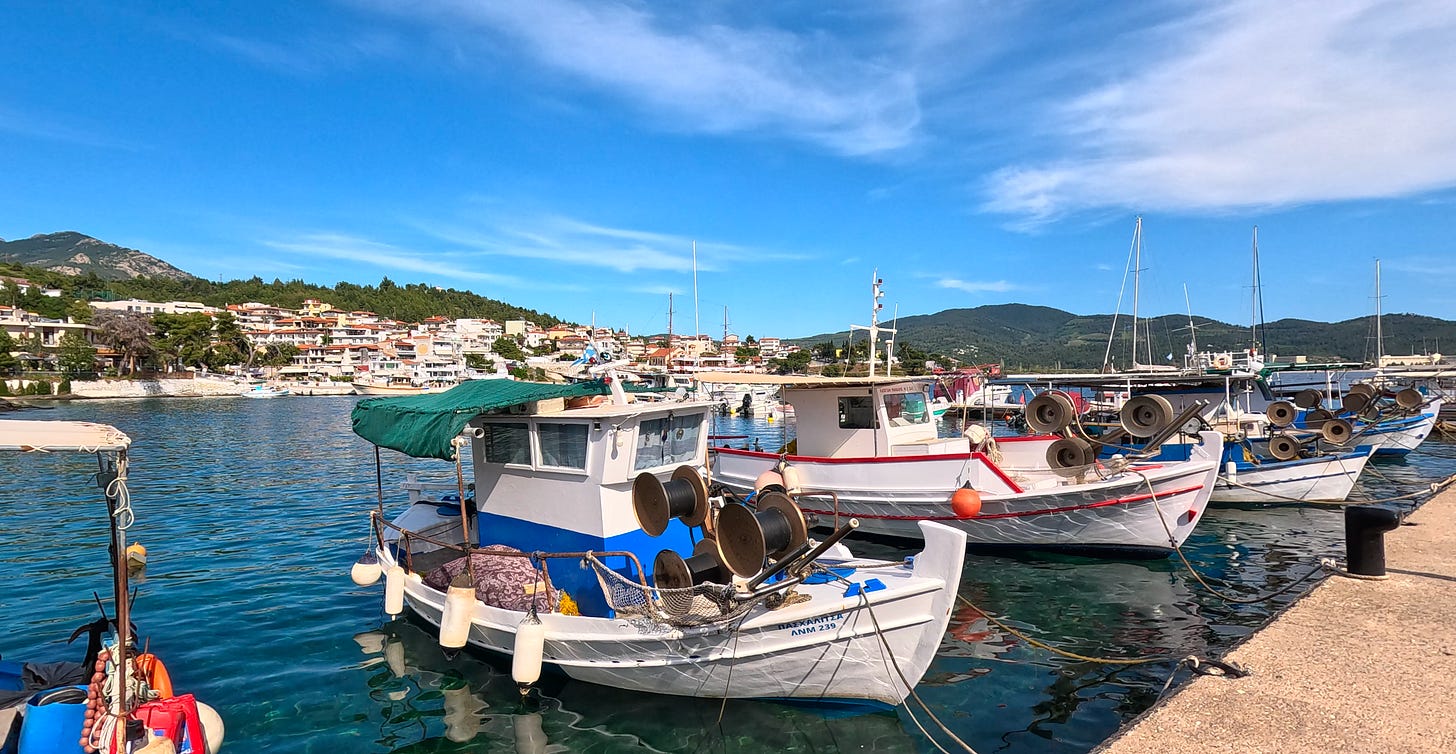 Fishing boats in the harbor of Neos Marmaras (Halkidiki)