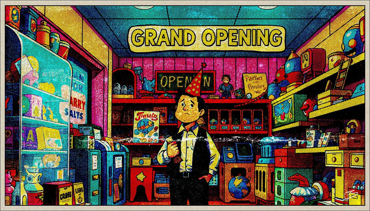 Man stands alone in novelty store