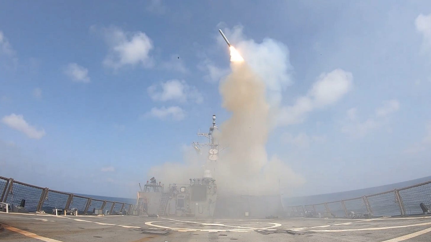 A missile is launched from a U.S. warship A missile is launched from a U.S. warship