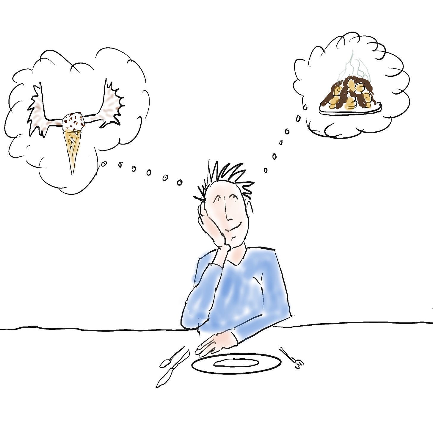 a man dreams of ice cream cones and profiteroles