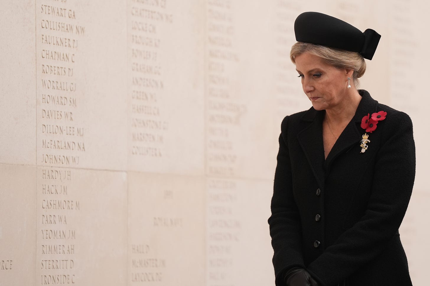 Duchess Sophie looking at a memorial Duchess Sophie looking at a memorial