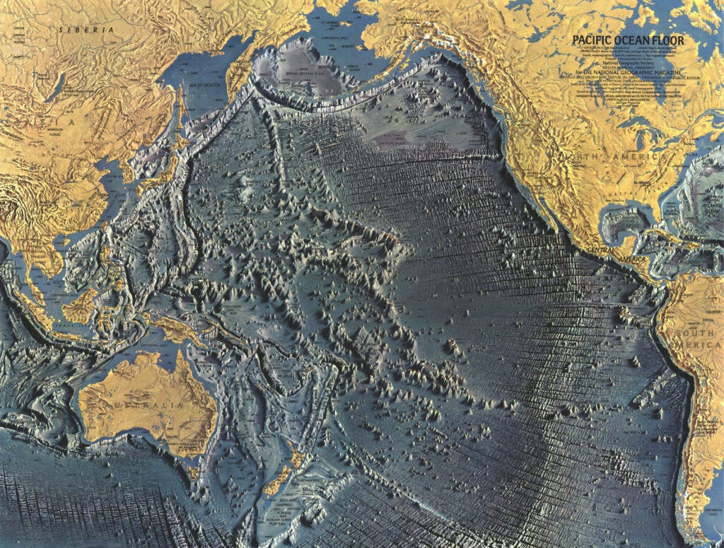 Mapa del fondo del Océano Pacífico (1969) Mapa del fondo del Océano Pacífico (1969)