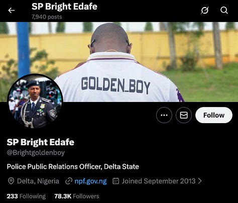 Bright Edafe, Delta State Police Public Relations Officer