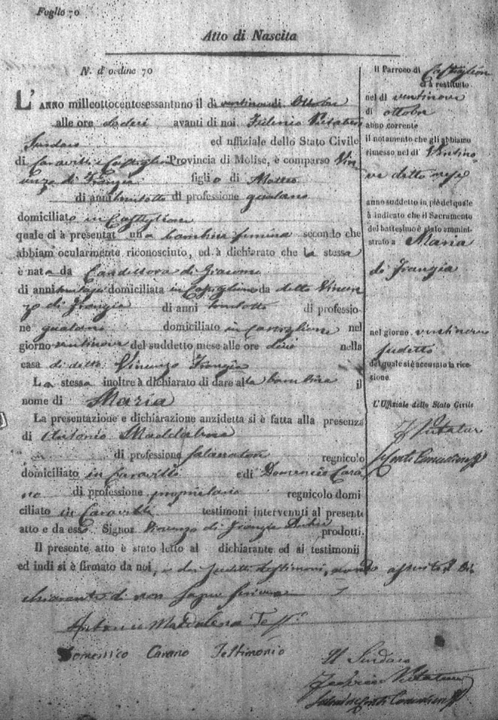 This month, Roslyn does a deep dive on reading and translating Italian civil birth records like this one, her second great-grandmother's. Some civil records also contain baptismal information, usually found in the right margin like you see in this record.  