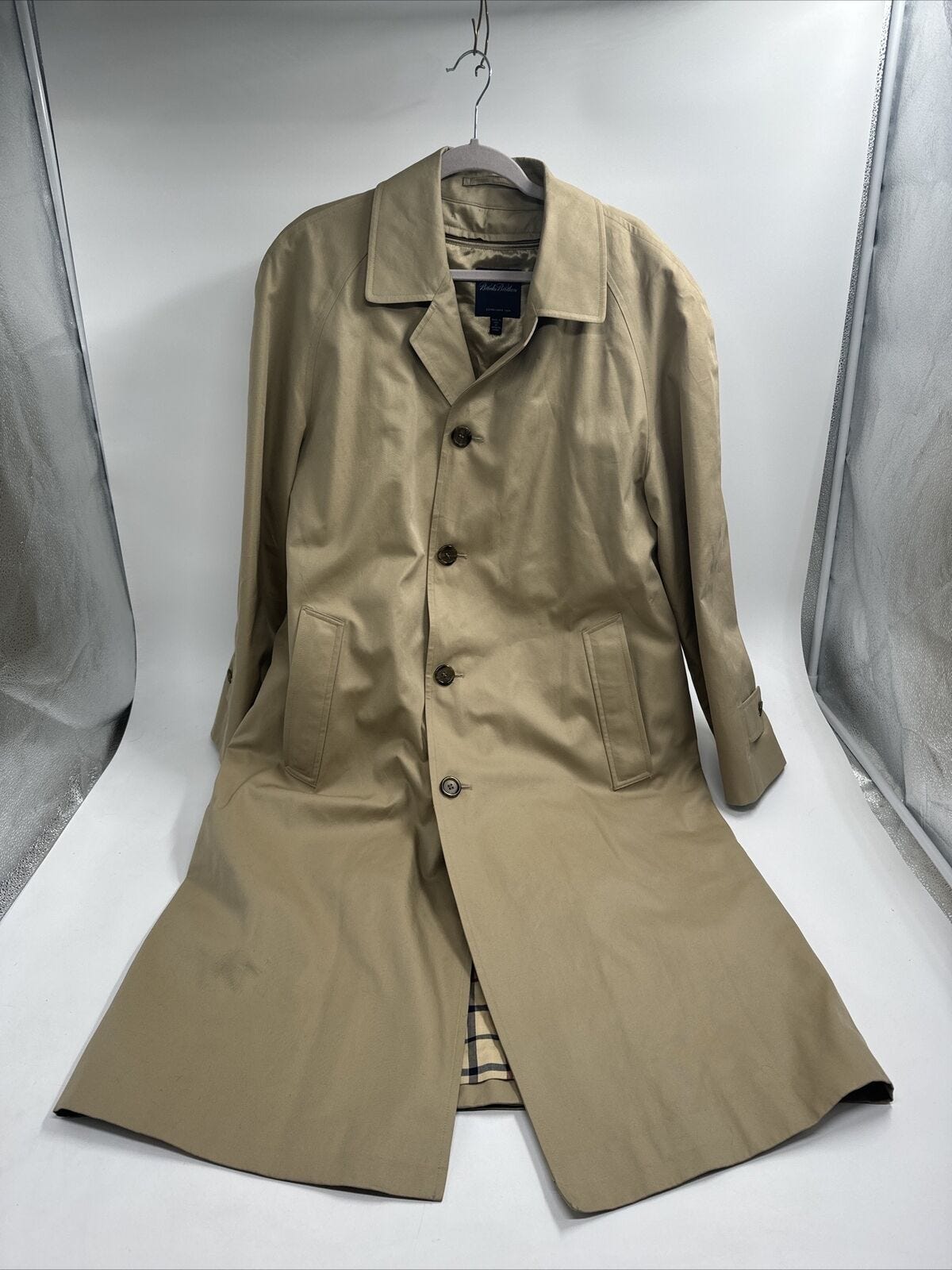 Brooks Brothers Single Breasted Trench Coat Mens Size Comparable To L-Xl - Picture 1 of 20
