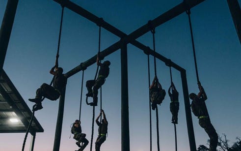 A group of people climbing on ropes

AI-generated content may be incorrect.