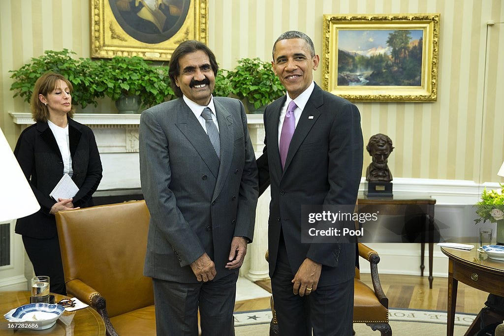 U.S. President Barack Obama poses with the Emir of Qatar, Hamad bin... News Photo - Getty Images U.S. President Barack Obama poses with the Emir of Qatar, Hamad bin... News Photo - Getty Images